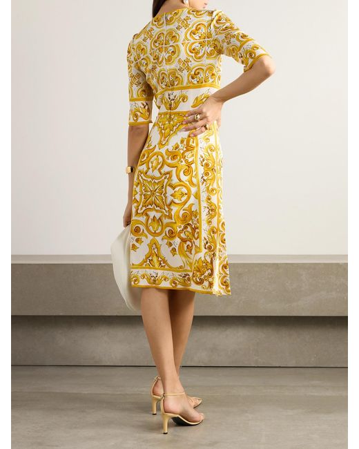 Dolce & Gabbana Yellow Dress With 'Majolica' Print