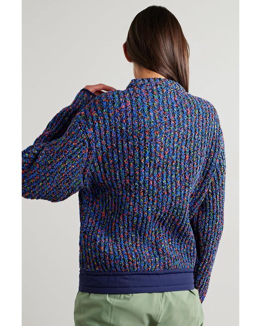Aztech Mountain Blue Shell-Trimmed Ribbed-Knit Sweater