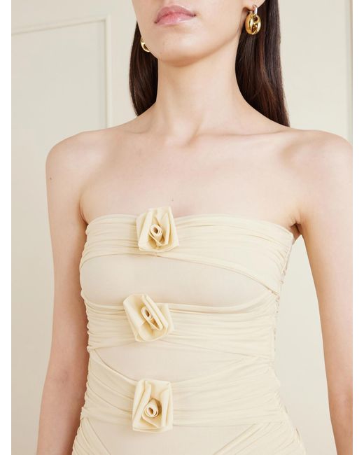 Maygel Coronel Natural Andi Draped Jersey Maxi Dress
