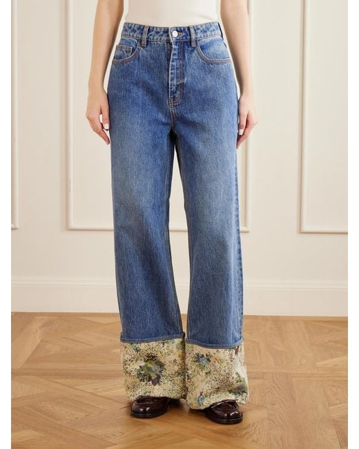ALÉMAIS Blue Marcel Printed Straight-Leg Jeans