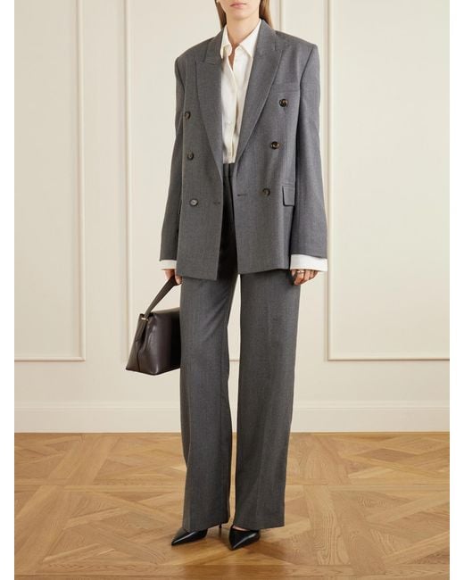 Stella McCartney Gray Doubled-Breasted Oversized Wool Blazer