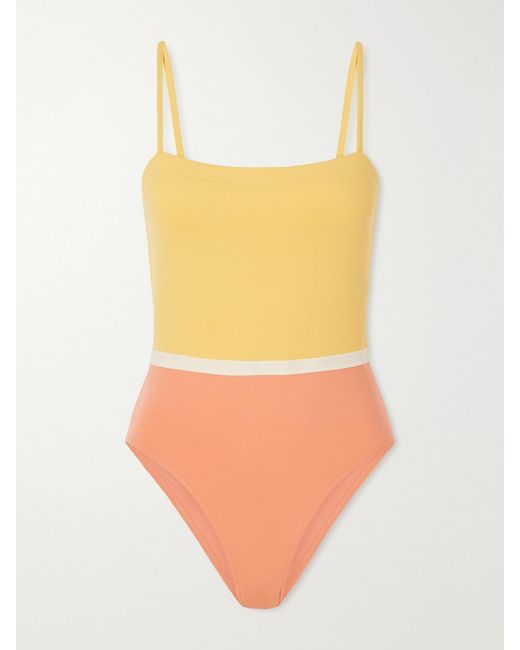 Eres Yellow Granita Color-Block Stretch Swimsuit