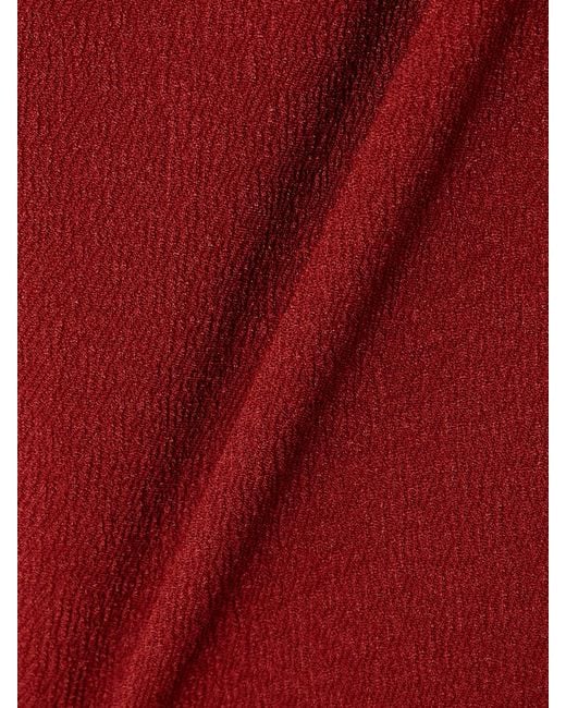 Cortana Red Fiona Asymmetric Silk-Blend Maxi Dress