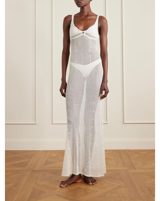 Kiki de Montparnasse White Crocheted Silk Maxi Dress