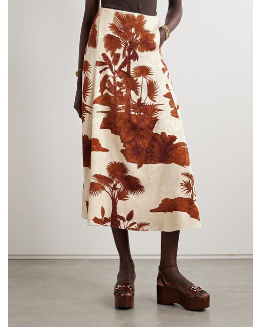 Johanna Ortiz Multicolor Encanto De Isla Printed Satin-Jacquard Maxi Skirt
