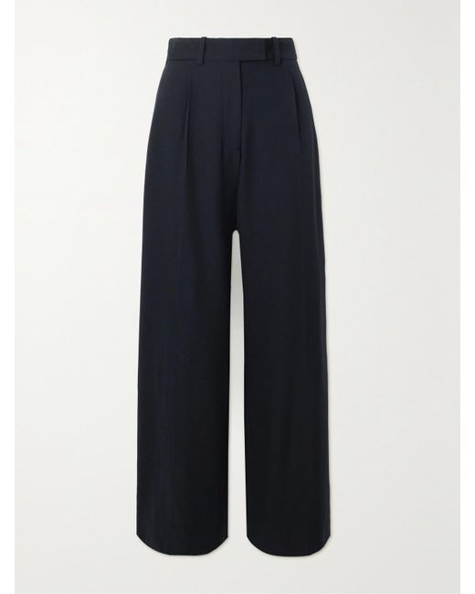 The Row Blue Roan Pleated Wide-Leg Pants