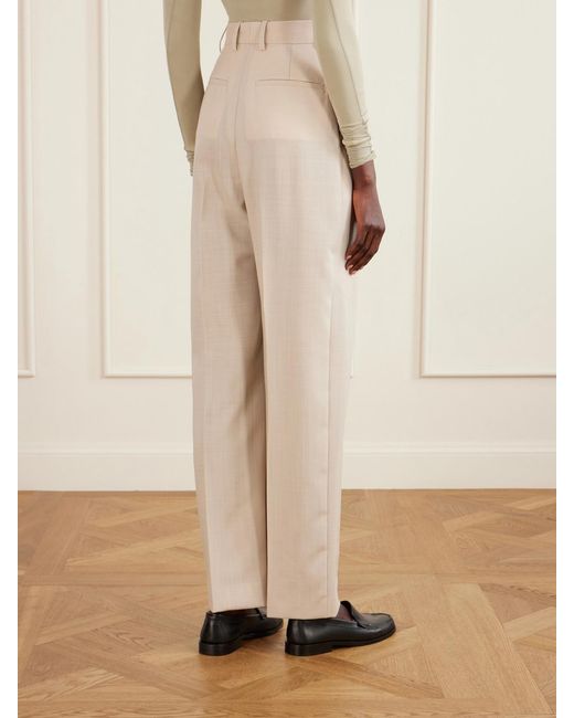 Wardrobe NYC White Pleated Wool Wide-Leg Pants