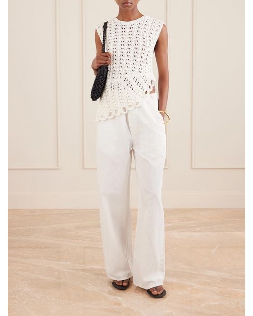 Loulou de Saison White Saez Crocheted Top