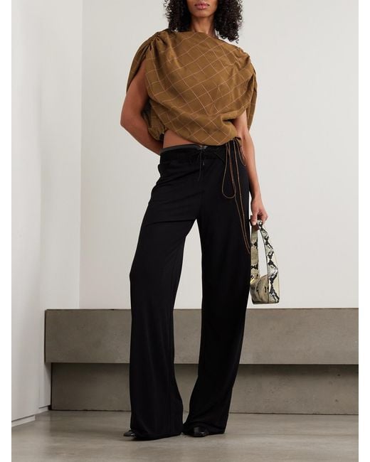 Kallmeyer Natural Naia Checked Draped Voile Top