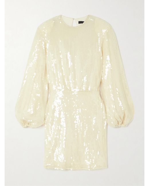 ROTATE BIRGER CHRISTENSEN Natural Billiana Sequined Recycled-Tulle Mini Dress