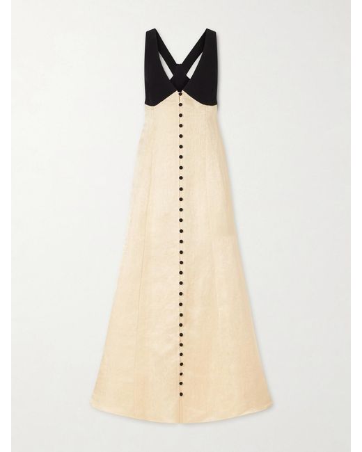 Rosie Assoulin Natural Row, Row, Row Your Buttons Linen-Blend Maxi Dress
