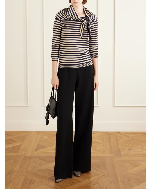 Max Mara Blue Crepe Wide-Leg Pants