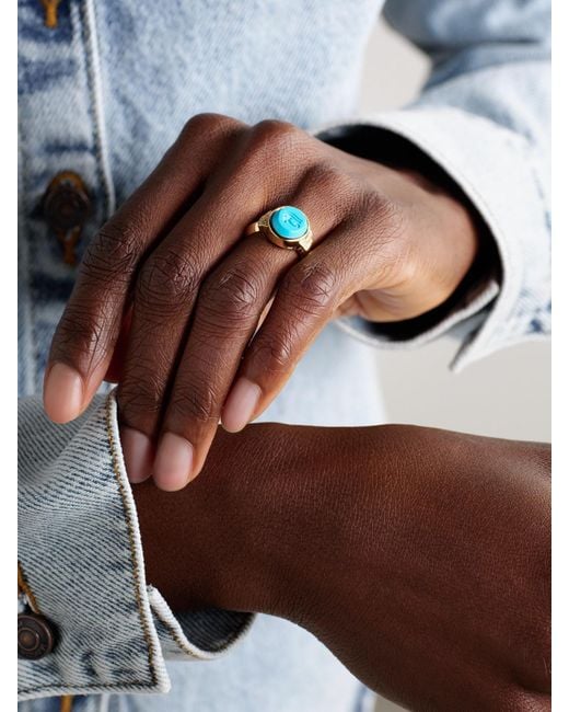 Sorellina Blue Eye Of Horus Ring Aus 18 Karat Mit Türkis Und Diamanten