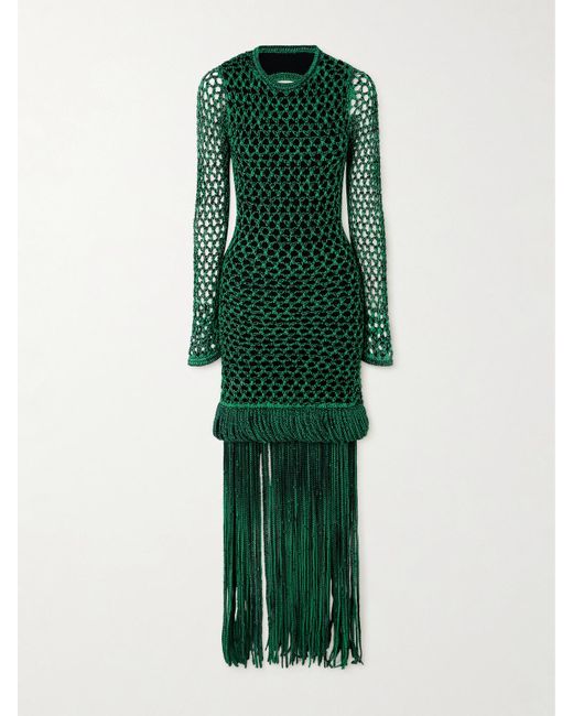 DIOTIMA Green The Vanguard Medusa Open-Back Crocheted Cotton-Blend Dress