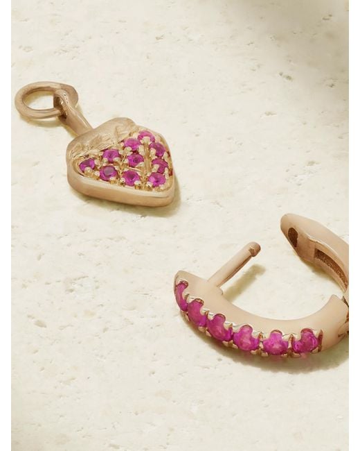 Roxanne First Natural Dangly 14-Karat Sapphire And Ruby Single Earring