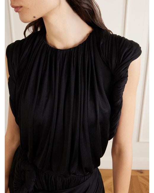 Heirlome Black Effie Gathered Silk-Jersey Tank