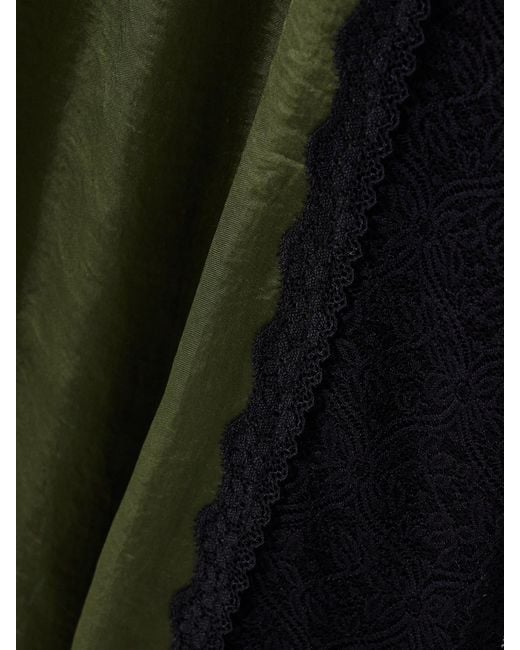 Kika Vargas Green Somaly Tie-Detailed Guipure Lace And Silk-Satin Midi Dress