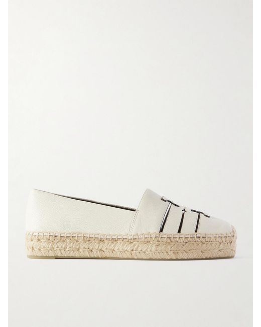 Tory Burch Natural Ines Cutout Leather Platform Espadrilles