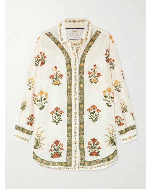 Agua Bendita Natural Cecilia Oversized Jacquard Shirt