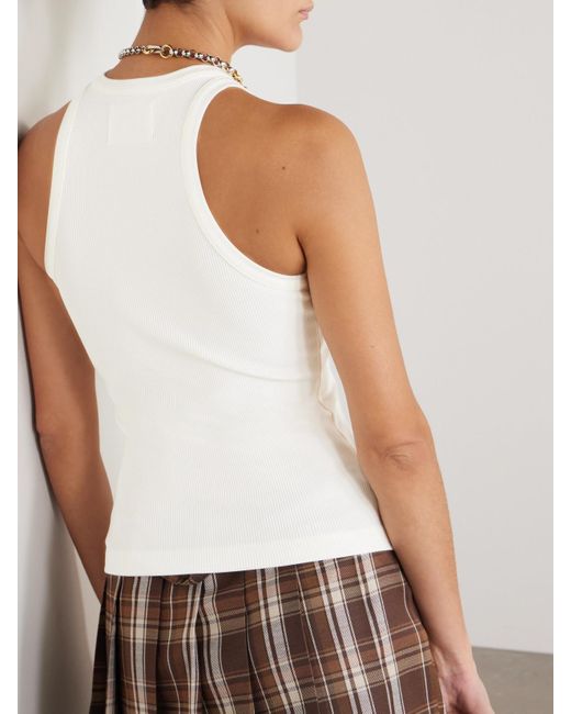 Citizens of Humanity White Akira Ribbed-Knit Tank