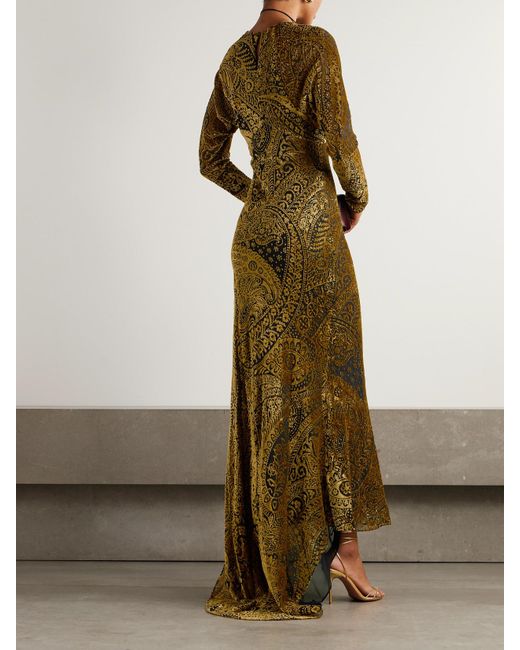 Etro Green Devoré-Velvet Gown