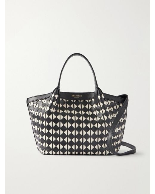 Serapian White Mosaico Leather Shoulder Bag
