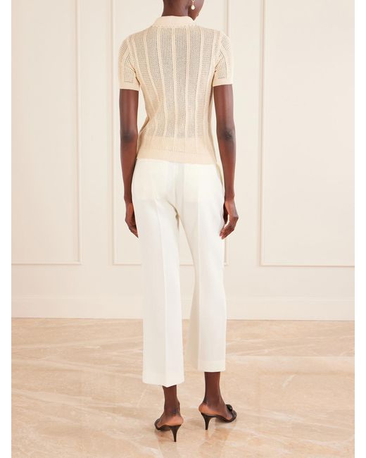 Valentino Garavani Natural Pointelle-Knit Cotton Polo Shirt