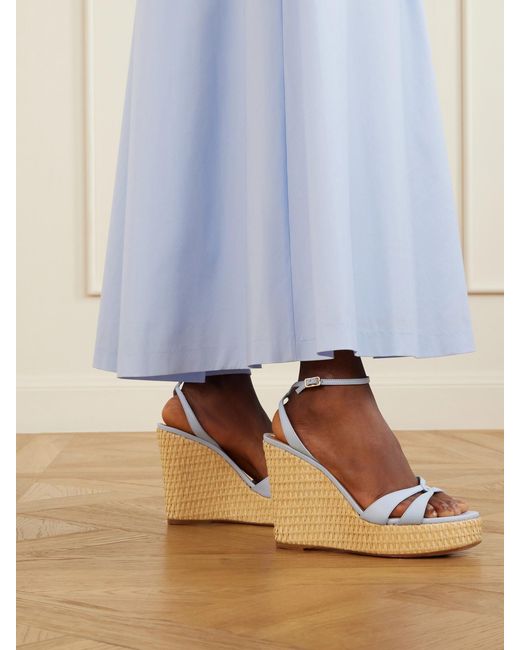 Aquazzura Natural You And I 110 Leather Wedge Sandals