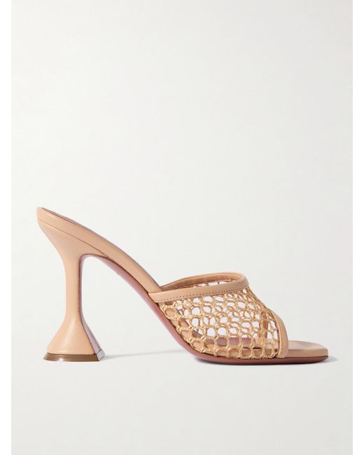 AMINA MUADDI Natural Lupita Fishnet And Leather Mules