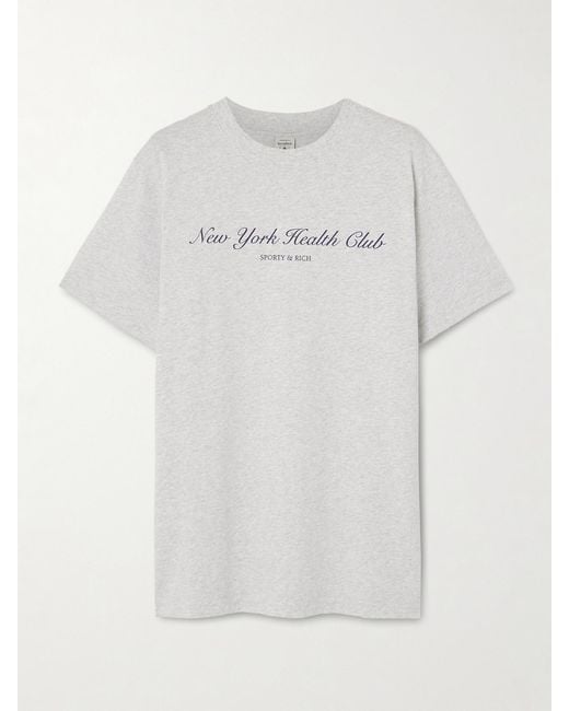 Sporty & Rich White Ny Health Club Printed Cotton-Jersey T-Shirt