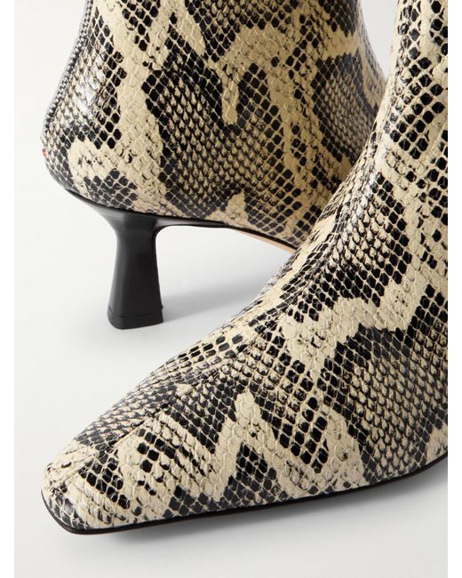 Aeyde Natural Elina Snake-Effect Leather Ankle Boots