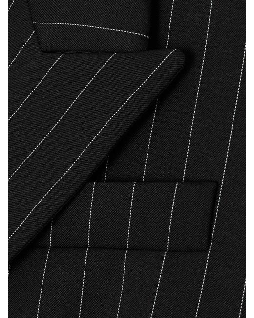 Jean Paul Gaultier Black Verkürzter Doppelreihiger Blazer Aus Woll-Twill Mit Nadelstreifen Und Gürtel