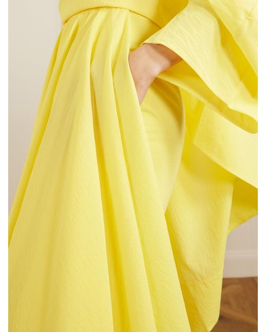 Jacquemus Yellow Paysan Asymmetric Cotton-Blend Crepon Midi Skirt