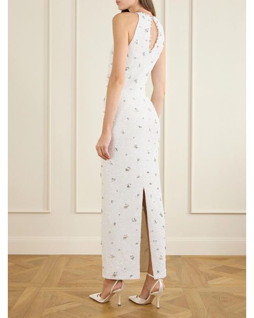 Clio Peppiatt White Diamond Embellished Tulle Gown