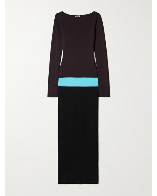 Robe Midi En Mailles Stretch À Superposition Carilo Staud en coloris Black