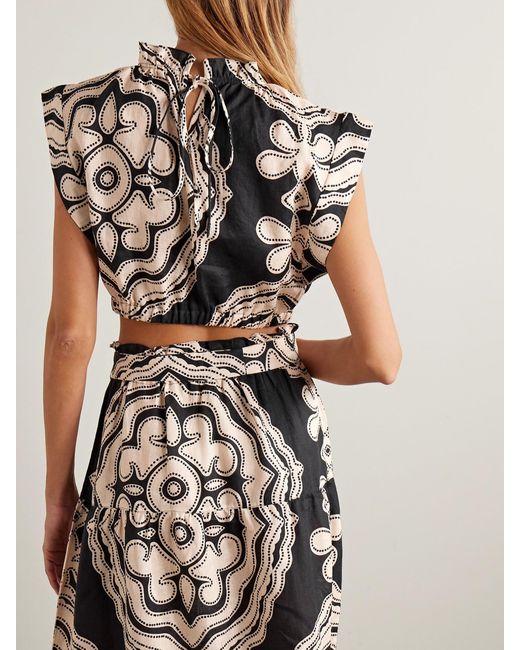 Lemlem White Muna Verkürztes Oberteil Aus Bedrucktem Leinen