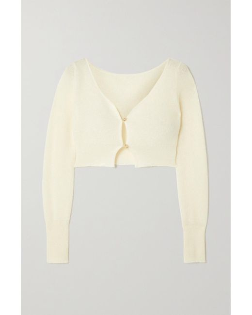Jacquemus Synthetic Alzou Cropped Mohair-blend Cardigan in Natural - Lyst