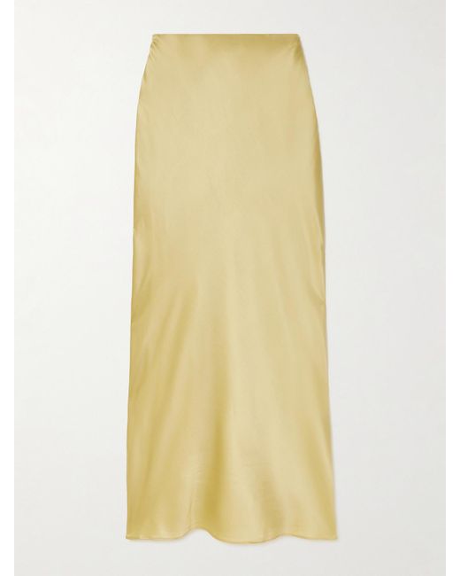 Cult Gaia Yellow Chantel Silk-Blend Satin Maxi Skirt