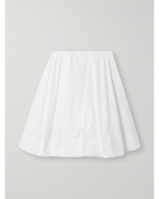 Jacquemus White Salon Pleated Cotton-Poplin Midi Skirt