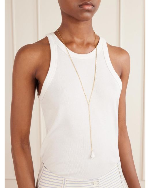 Totême White Drop Crystal-Embellished-Plated Necklace