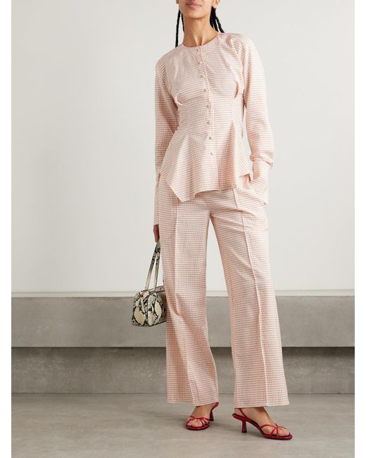LIBEROWE Natural Poloma Hose Mit Weitem Bein Aus Einer Karierten Woll-Baumwollmischung