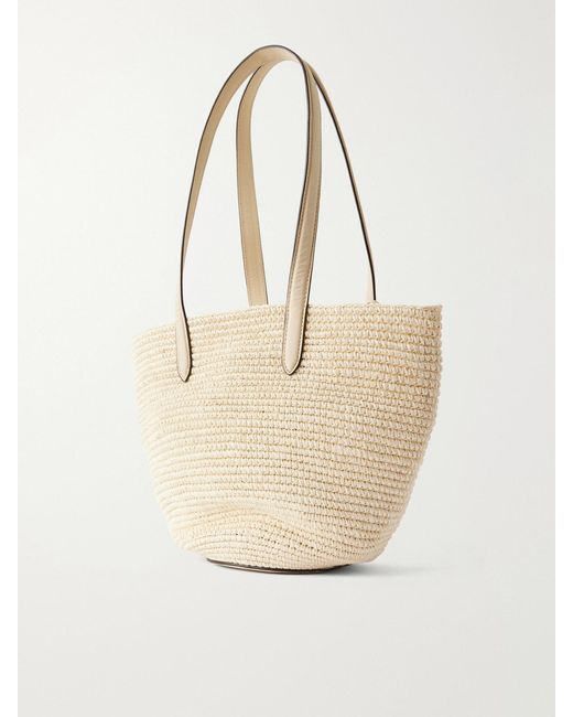 Hunting Season Natural Market Leather-Trimmed Raffia Tote