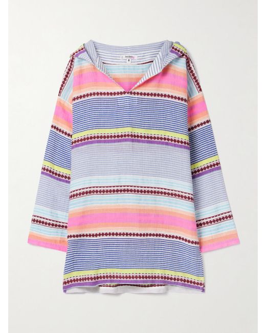 Robe De Plage À Capuche En Voile De Coton Mélangé À Rayures Henok Lemlem en coloris Gray