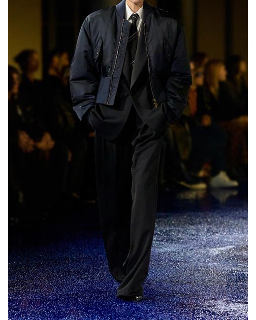 Saint Laurent Black Pleated Wool Wide-Leg Pants