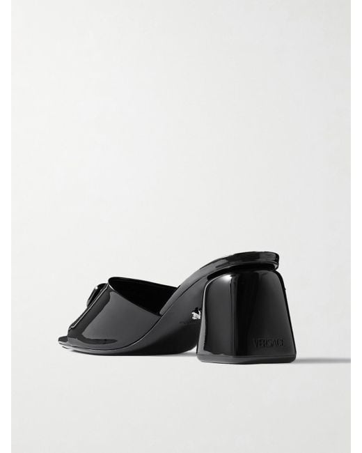 Versace Black Barret Mules Aus Lackleder Mit Verzierung