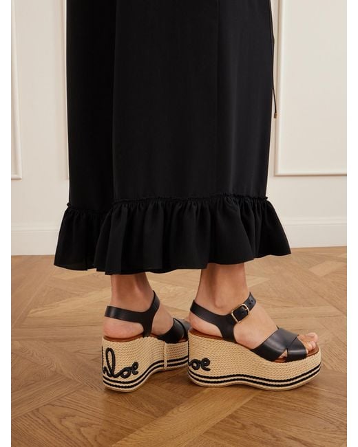 Chloé Natural Leather Platform Espadrilles