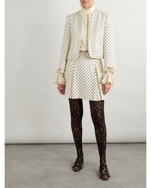 Valentino Garavani Natural Ruffled Silk Crepe De Chine Shirt