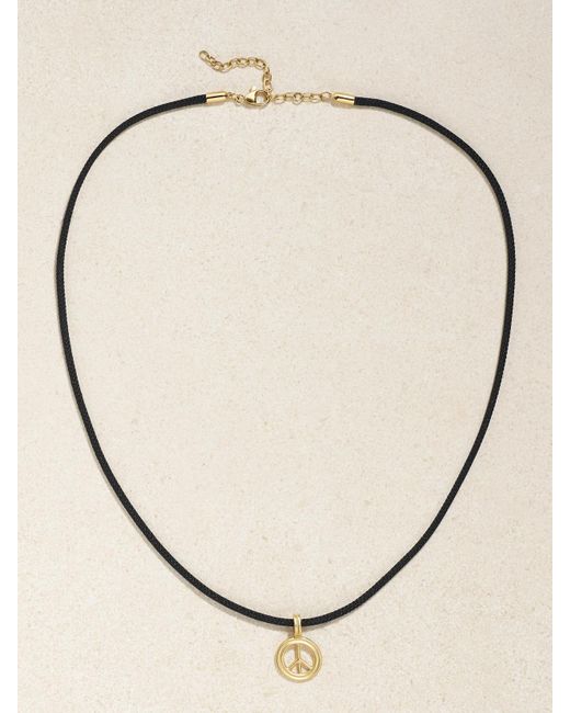 STONE AND STRAND Natural Large Peace 14-Karat And Cord Choker