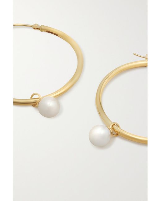 Mateo White Large 14-Karat Pearl Hoop Earrings