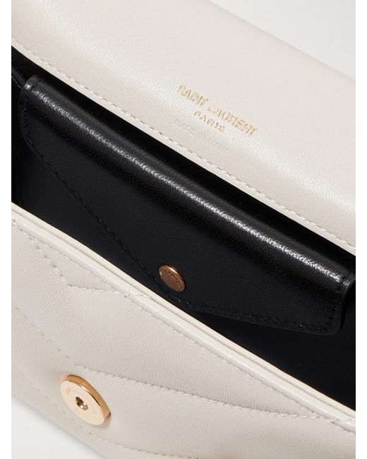 Saint Laurent Natural Loulou Schultertasche Aus Gestepptem Leder